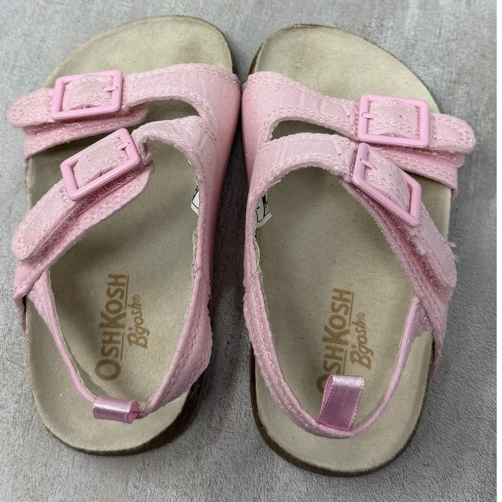 OshKosh Bgosh Noelia Pink Shimmer Double Strap Sandals Toddler Girls Size 7M